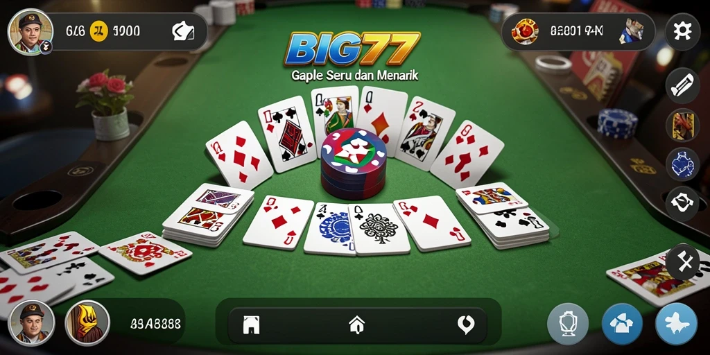 Tampilan seru dalam permainan Gaple BIG77.