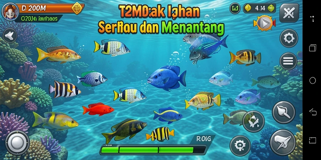 Tampilan gameplay D200M yang seru saat menangkap ikan.