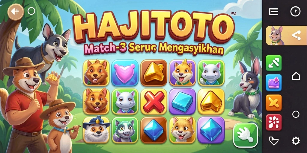 Tangkap keseruan gameplay Match-3 HAJITOTO yang menawan.
