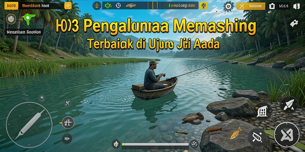 Screenshot gameplay HO3 yang menunjukkan aksi memancing yang seru.