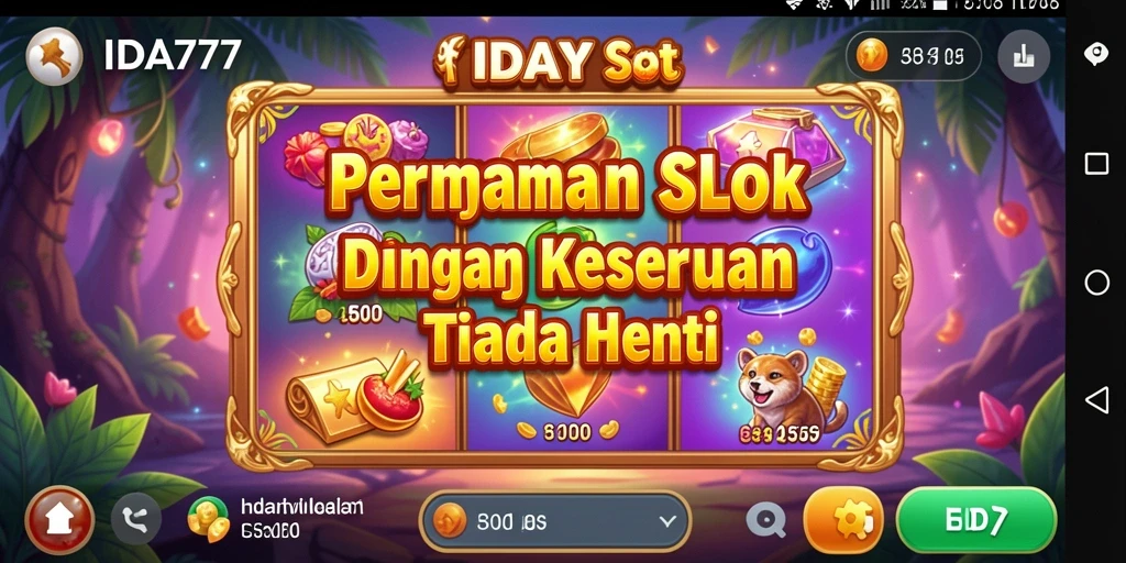 Tampilan gameplay Slot IDA777 dengan desain yang menarik dan penuh warna.
