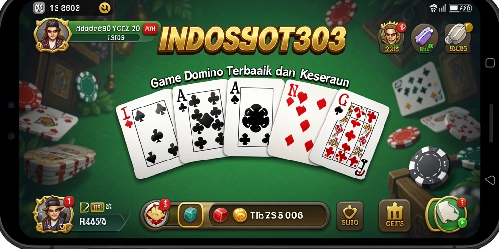 Tampilan menarik dari permainan domino di INDOSLOT303 dengan antarmuka yang user-friendly.