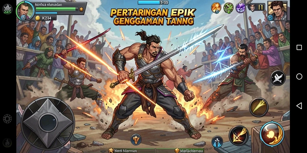 Screenshot utama K234 menampilkan pertarungan karakter yang mendebarkan.