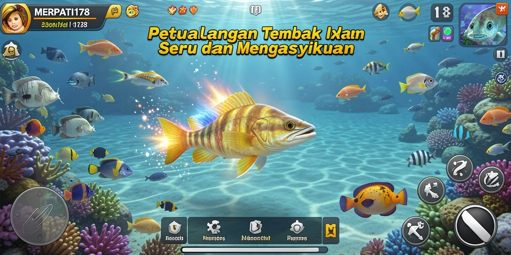 Tampilan menarik dari gameplay Tembak Ikan MERPATI178.