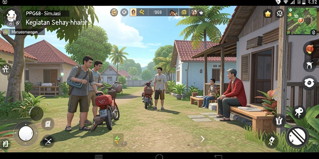 Tampilan gameplay PGG68 dengan berbagai aktivitas simulasi yang menarik.