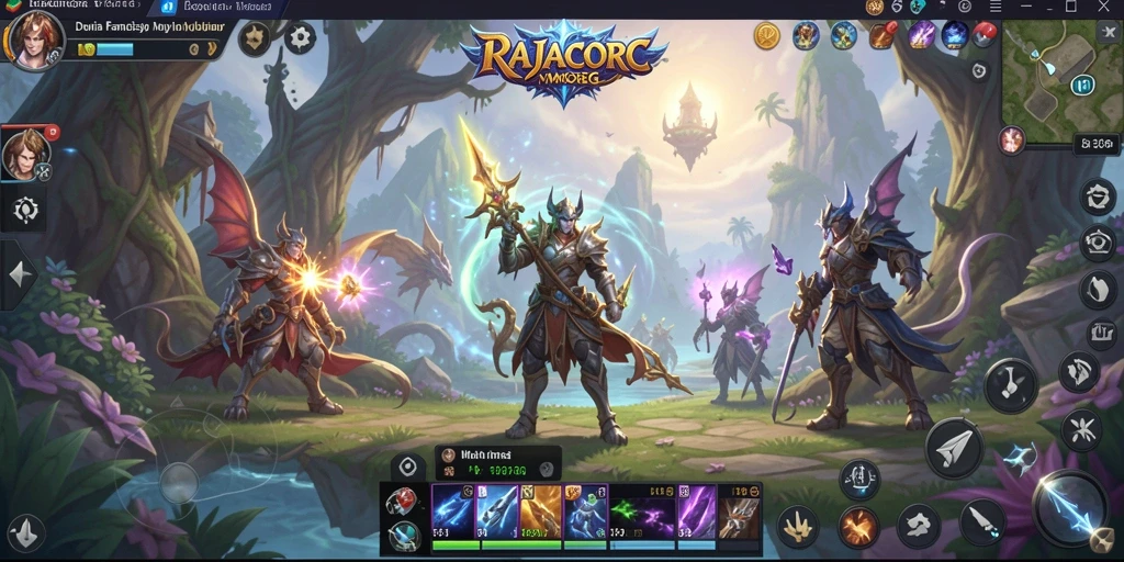 Tampilan gameplay menarik di RAJACORC dengan pertarungan seru dan eksplorasi dunia fantastis.